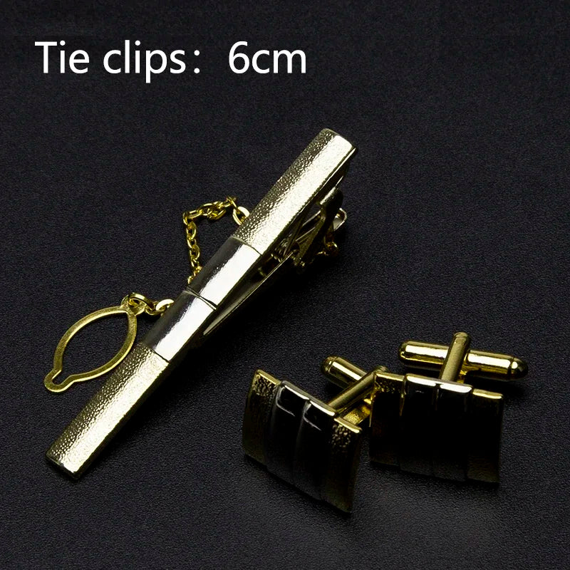 Men's Classic Cufflinks & Tie Clip Set - Luxury Fashion Jewelry Gift