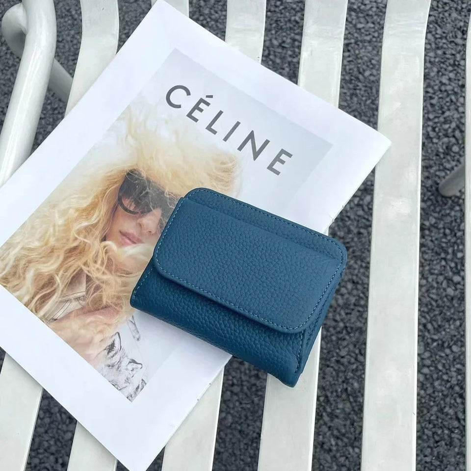 Women's Leather Wallet - Small Folding Purse with Multiple Compartments