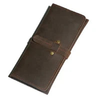 Vintage Crazy Horse Leather Wallet - Handmade Men's Bifold with Money Clip
