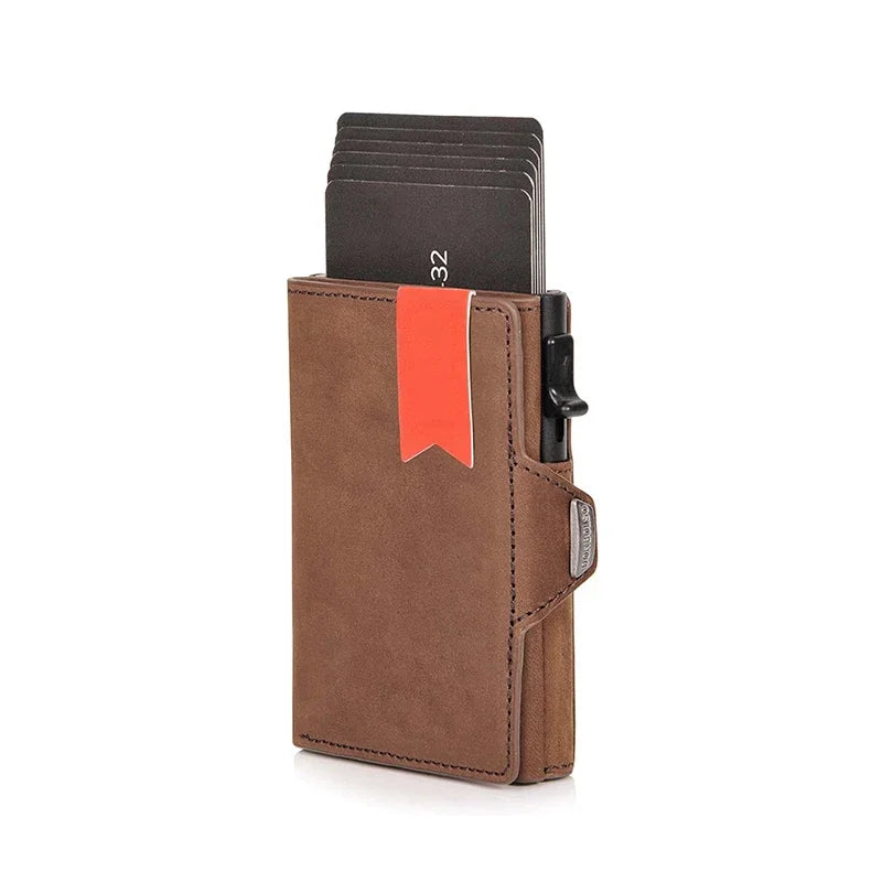 RFID Pop-Up Card Case - Leather Wallet with Multiple Compartments for Men & Women