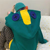 Loose Fit Frog Hoodie - Men's Plus Size Korean Style Fleece Lined Pullover