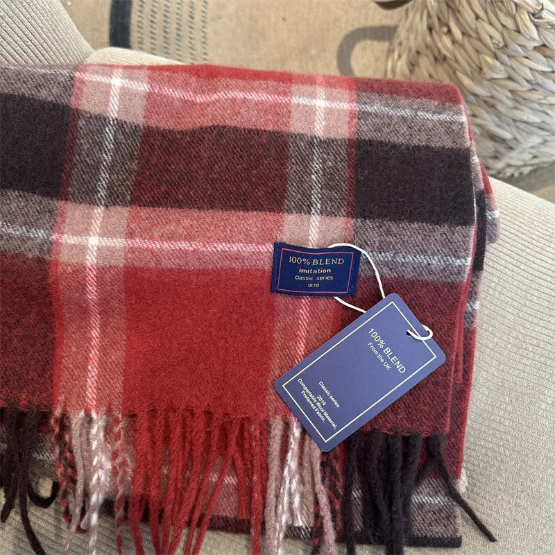 Classic Plaid Cashmere Scarf - Warm Winter Scarf for Men & Women