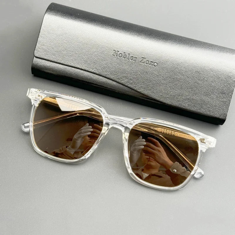 Retro Brown Square Sunglasses - Outdoor UV Protection & Prescription Ready