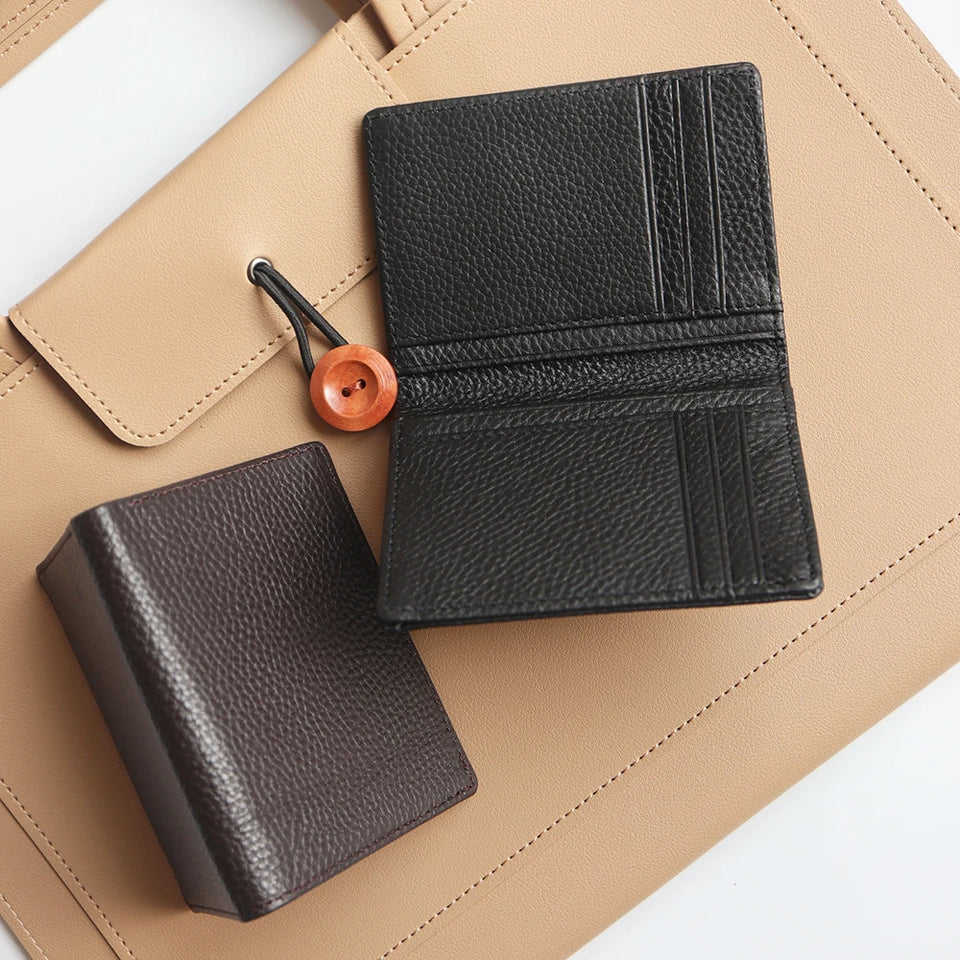 Custom Engraved Leather Card Holder - Personalized Business Wallet for Men