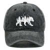 Washed Cotton Snapback Cap - Forest Bear Distressed Baseball Hat