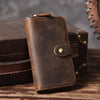 Vintage Crazy Horse Leather Wallet - Handmade Men's Bifold with Money Clip