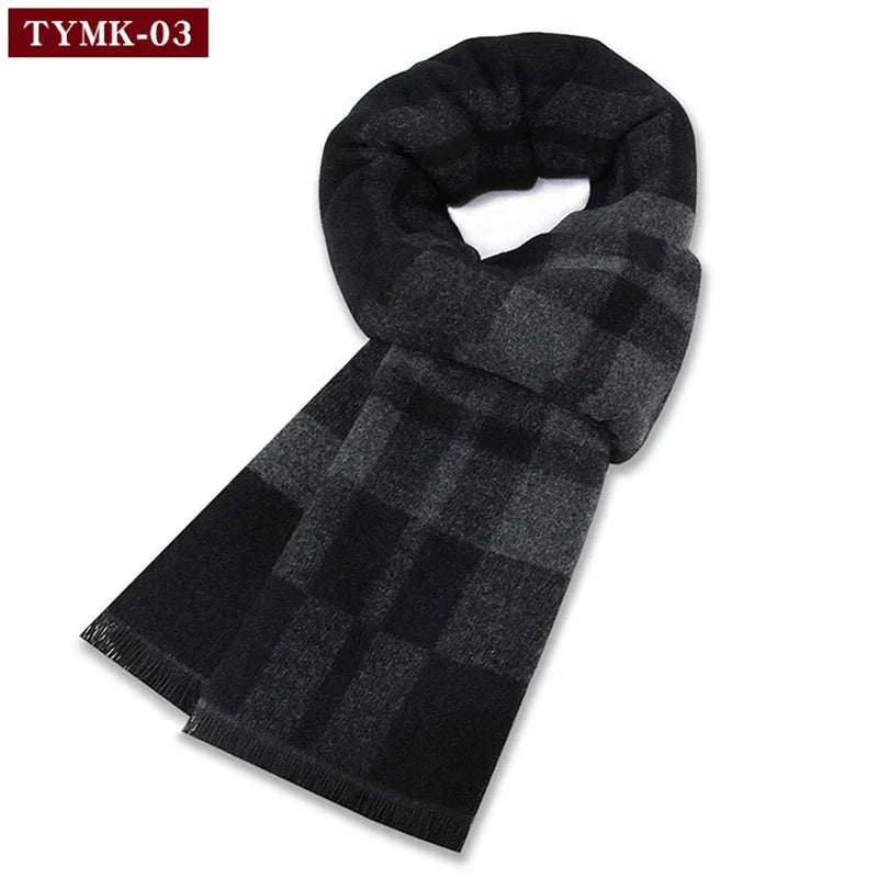 Luxury Men's Cashmere Scarf - Winter Wool Plaid Muffler Perfect for Gifts