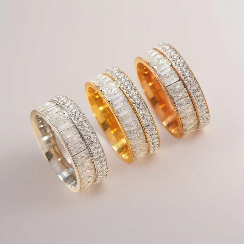 8mm Luxury Zircon Ring - Stainless Steel Wedding Band