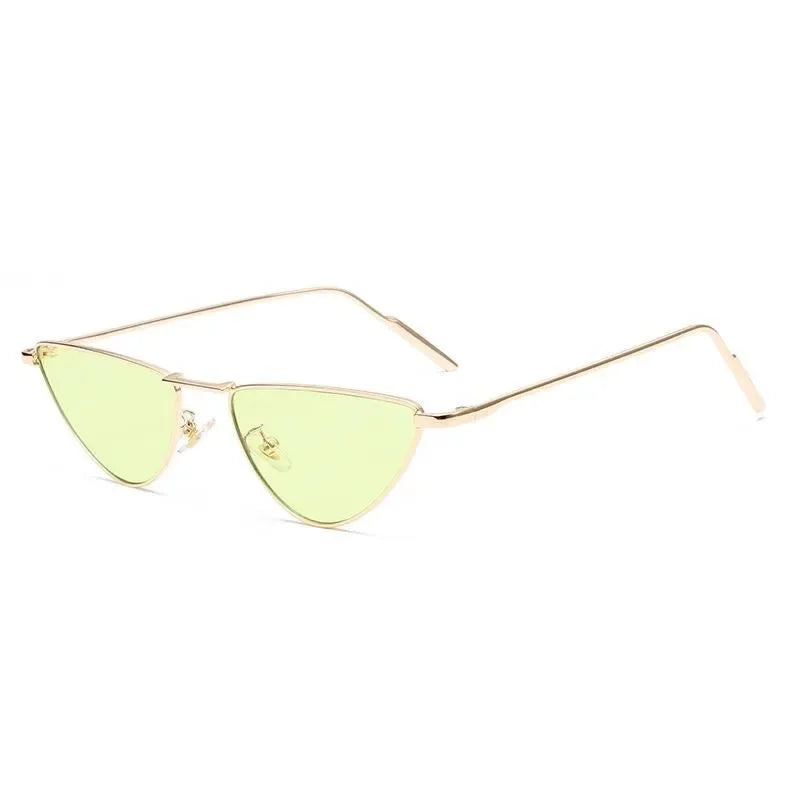 Women's Cat Eye Sunglasses - Luxury Metal Triangle Design with UV400 Protection