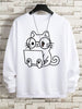 Gentleman Cat Print Men's Hoodie - Hip Hop Streetwear Pullover Sweatshirt