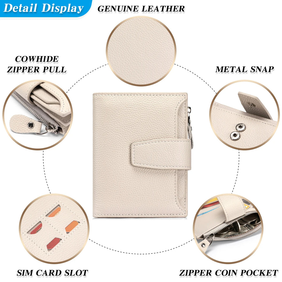 Large Capacity Women's RFID Wallet - Leather Bifold with Coin Pocket & ID Windows