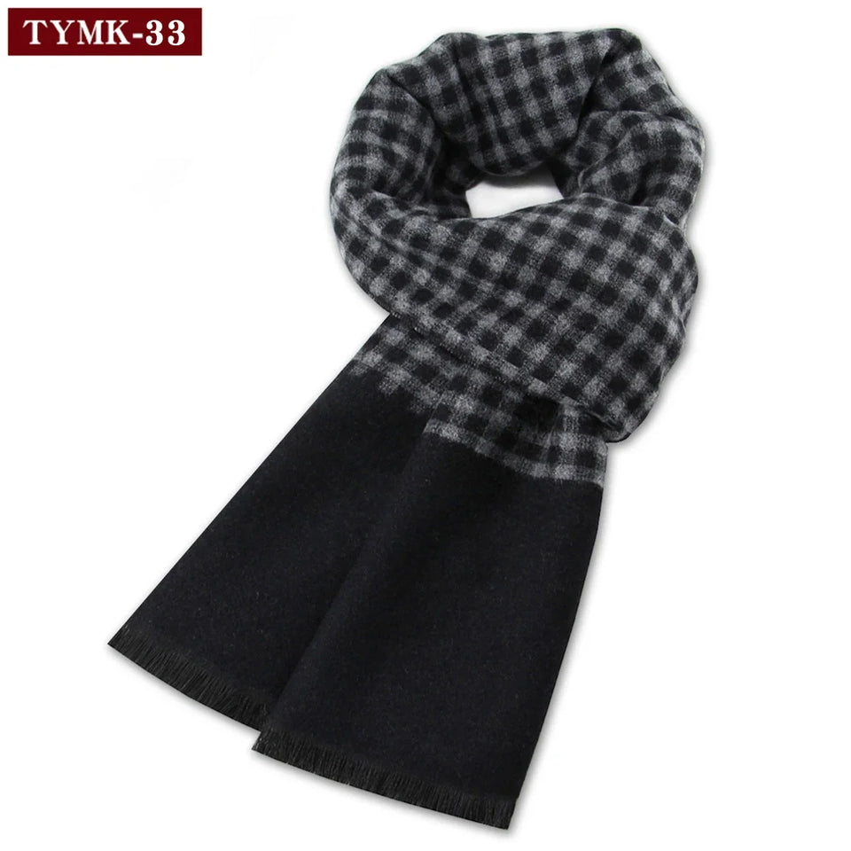 Luxury Men's Cashmere Scarf - Winter Wool Plaid Muffler Perfect for Gifts