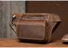 Men's Leather Crossbody Bag - Multi-Function Waist Bag for Sports & Casual Wear