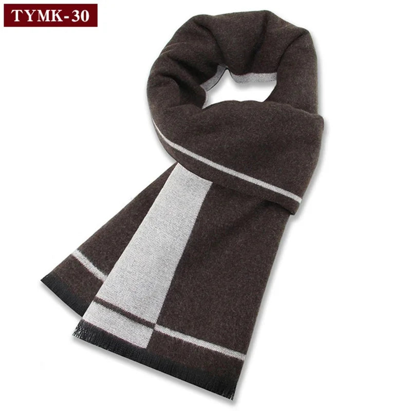 Luxury Men's Cashmere Scarf - Winter Wool Plaid Muffler Perfect for Gifts
