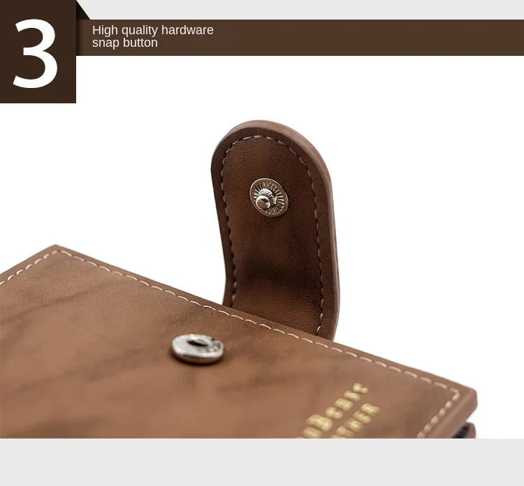 Secure Men's Wallet - PU Leather Card Holder with Hasp & Multiple Compartments