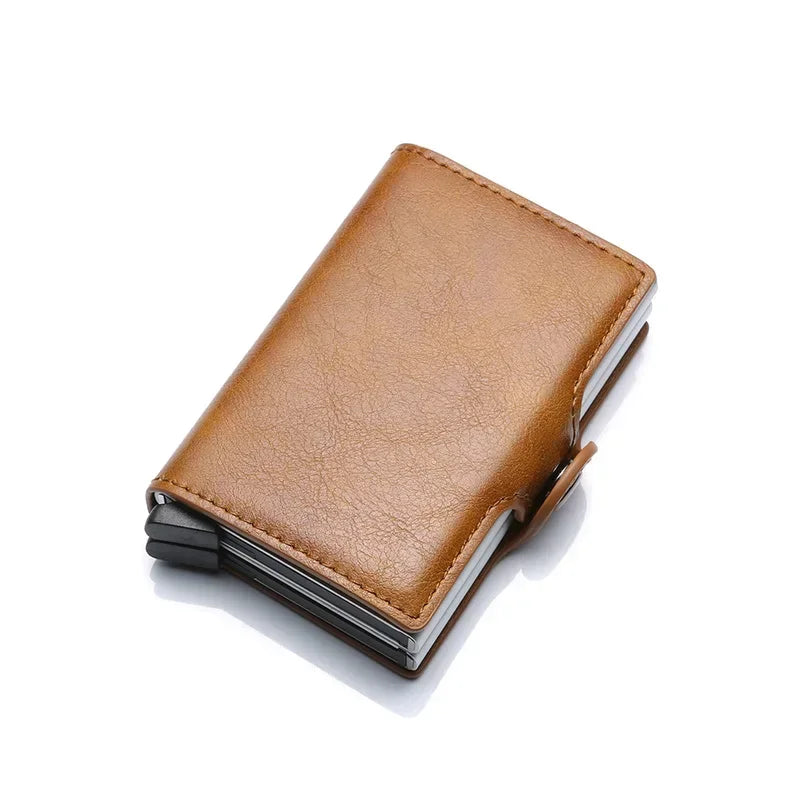 RFID Blocking Men's Card Holder - Secure Aluminum Wallet with Leather Cover