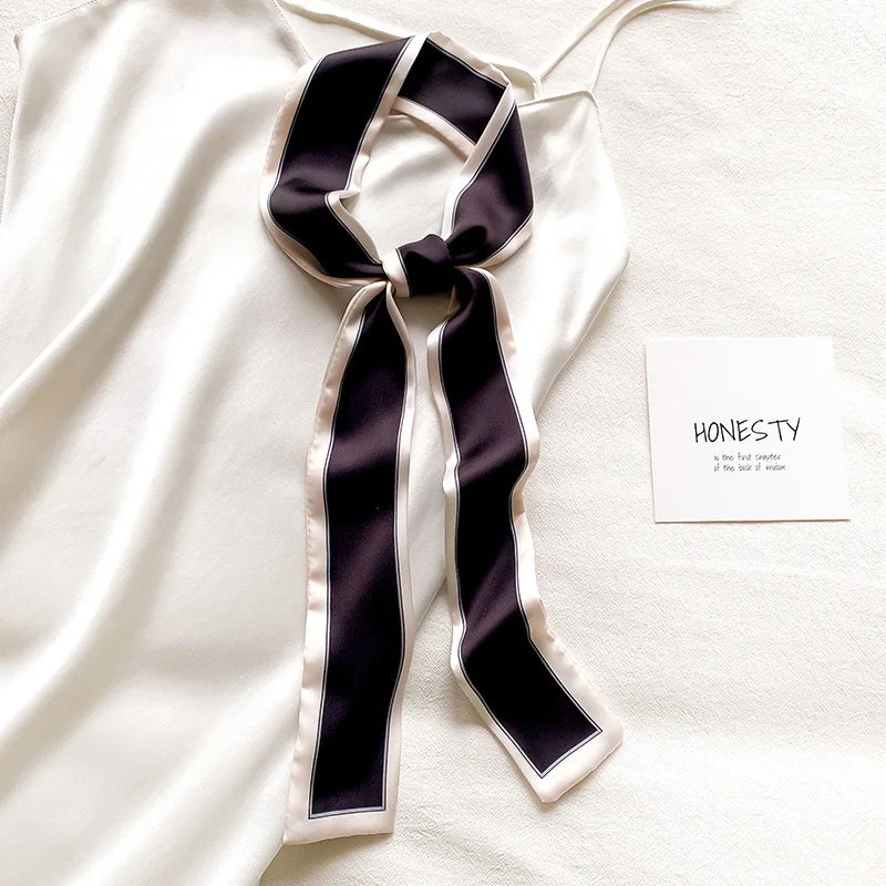 Satin Ribbon Neckerchief for Women - 6x115cm Long Silk-Style