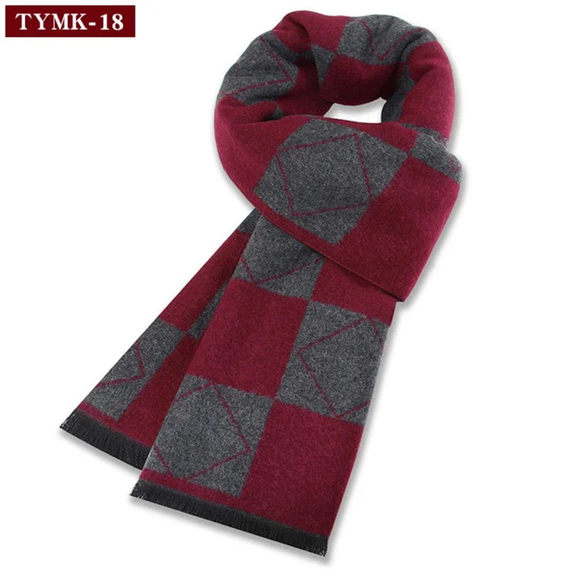 Luxury Men's Cashmere Scarf - Winter Wool Plaid Muffler Perfect for Gifts