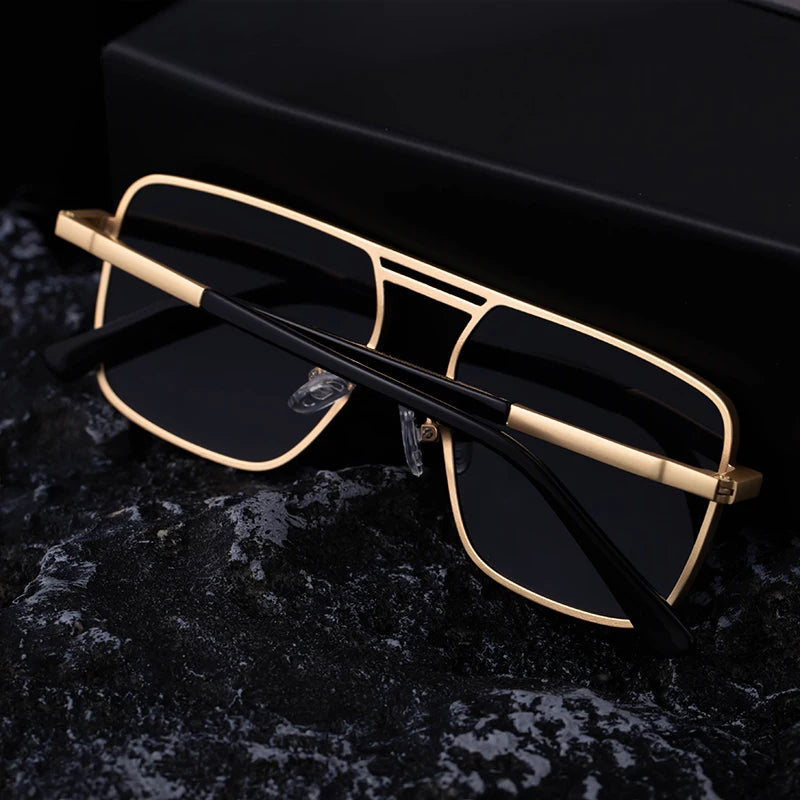 Steampunk Driving Sunglasses - Oversized Square Punk Design with UV400 Protection