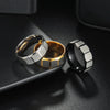 Multi-Sided Silver Ring - Stainless Steel Grooved Design