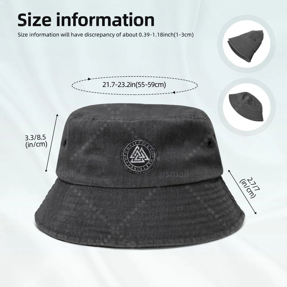 Unisex Viking Bucket Hat - Adjustable Cotton Sun Hat for Beach & Travel