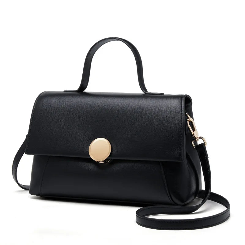 Premium Cowhide Leather Handbag - Women's Fashion Shoulder Bag