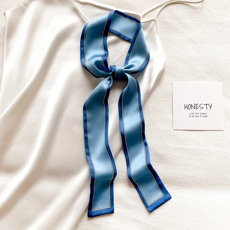 Satin Ribbon Neckerchief for Women - 6x115cm Long Silk-Style