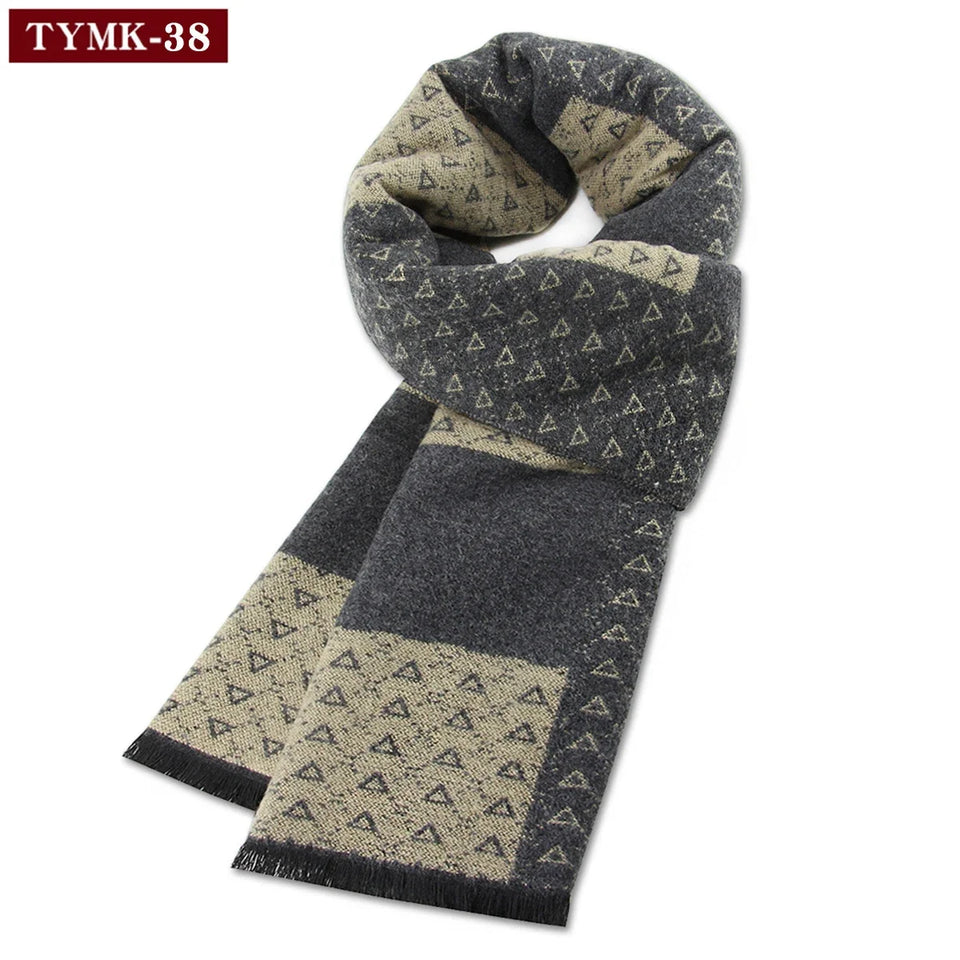 Luxury Men's Cashmere Scarf - Winter Wool Plaid Muffler Perfect for Gifts