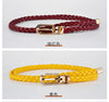 0.8cm Thin Braided PU Leather Belt - Women's Pin Buckle Waistband 110cm