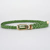 0.8cm Thin Braided PU Leather Belt - Women's Pin Buckle Waistband 110cm