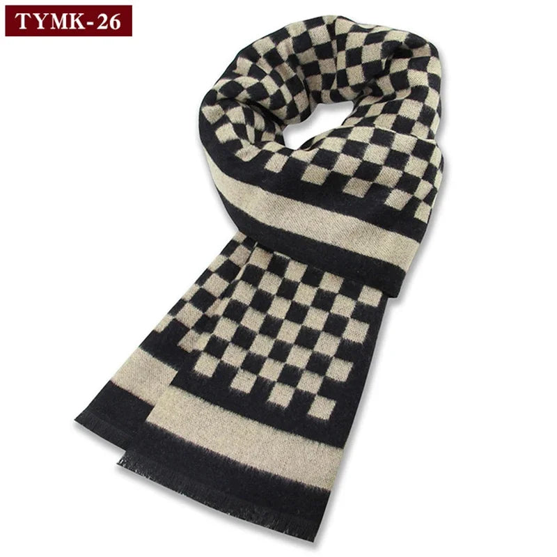 Luxury Men's Cashmere Scarf - Winter Wool Plaid Muffler Perfect for Gifts