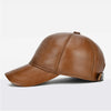 Adjustable Men's Genuine Cowhide Leather Baseball Cap - Fall Winter Sports Hat