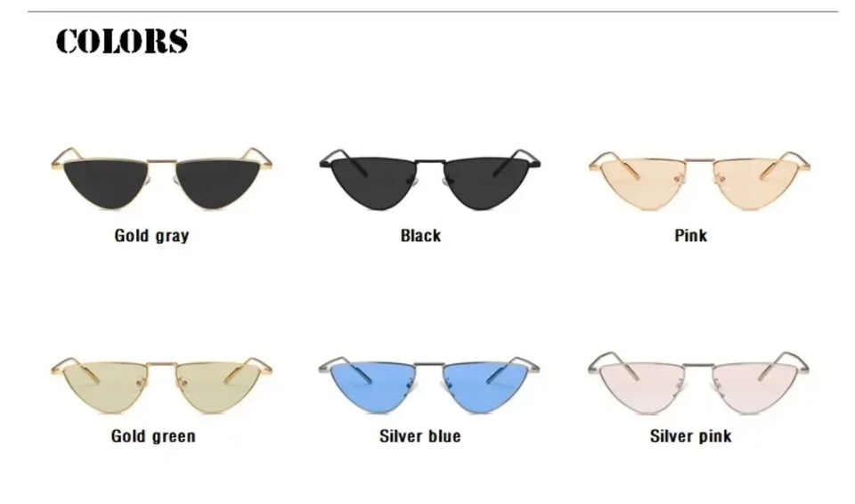 Women's Cat Eye Sunglasses - Luxury Metal Triangle Design with UV400 Protection