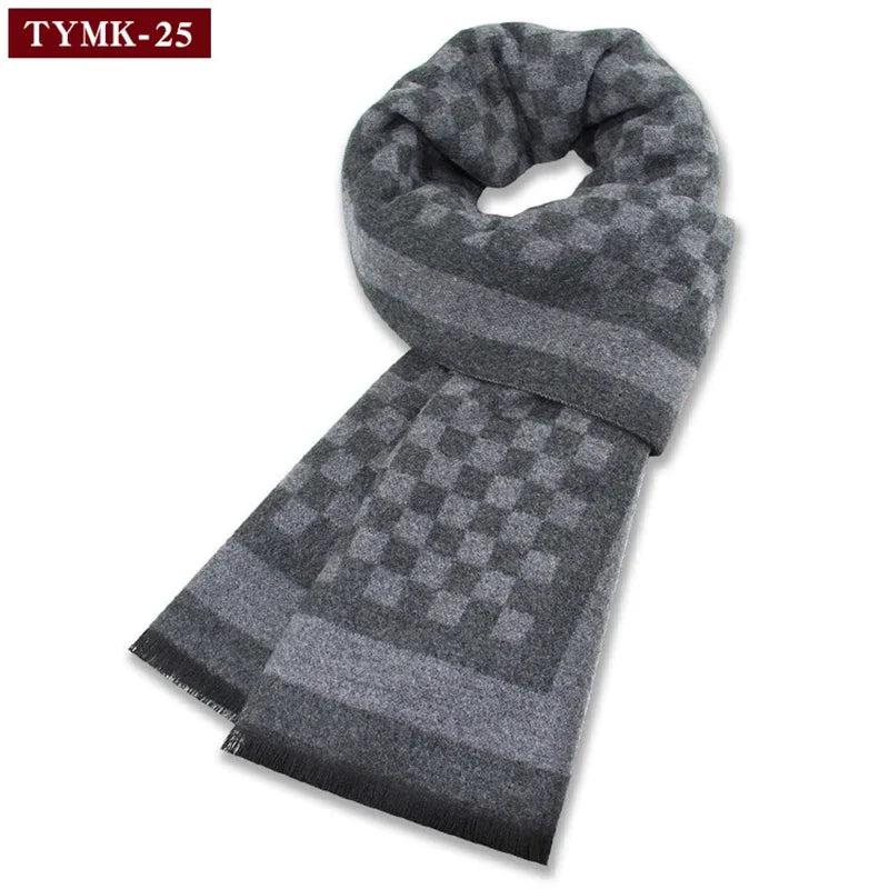 Luxury Men's Cashmere Scarf - Winter Wool Plaid Muffler Perfect for Gifts