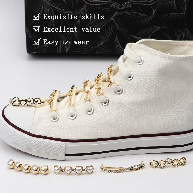 Luxury Pearl Shoe Charm - Vintage Rhinestone Shoelace Buckle Accessory