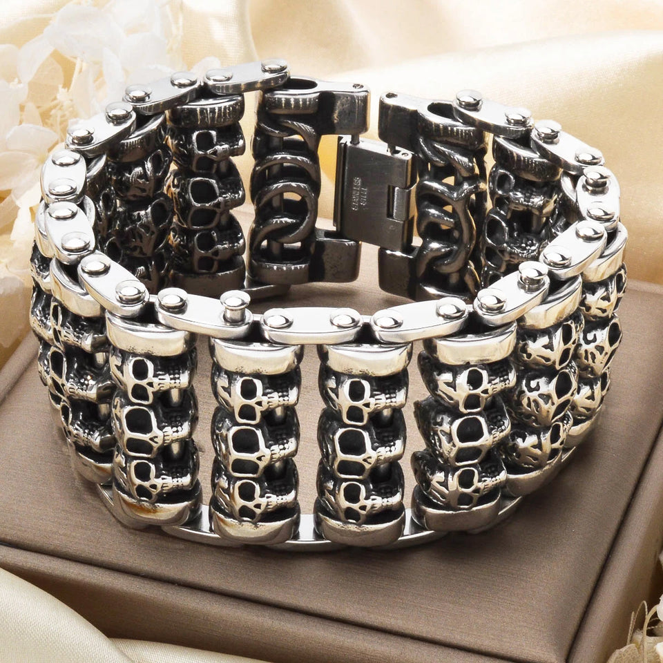 Gothic Punk Skull Bracelet - Trendy Stainless-Steel Bangle
