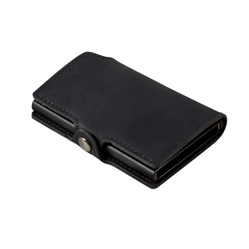 Split Leather RFID Wallet for Men - Slim Pop-Up Design with Money Clip