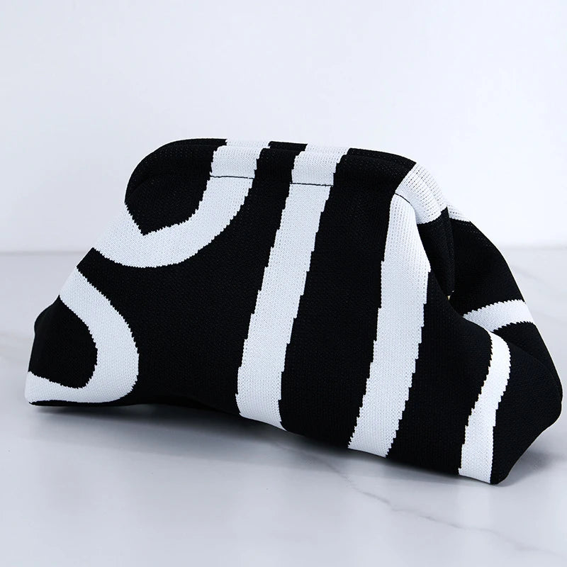 Women's Woven Crochet Clutch Bag - Summer Beach Handbag with Cloud Design