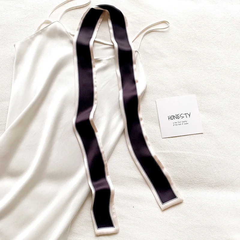 Satin Ribbon Neckerchief for Women - 6x115cm Long Silk-Style