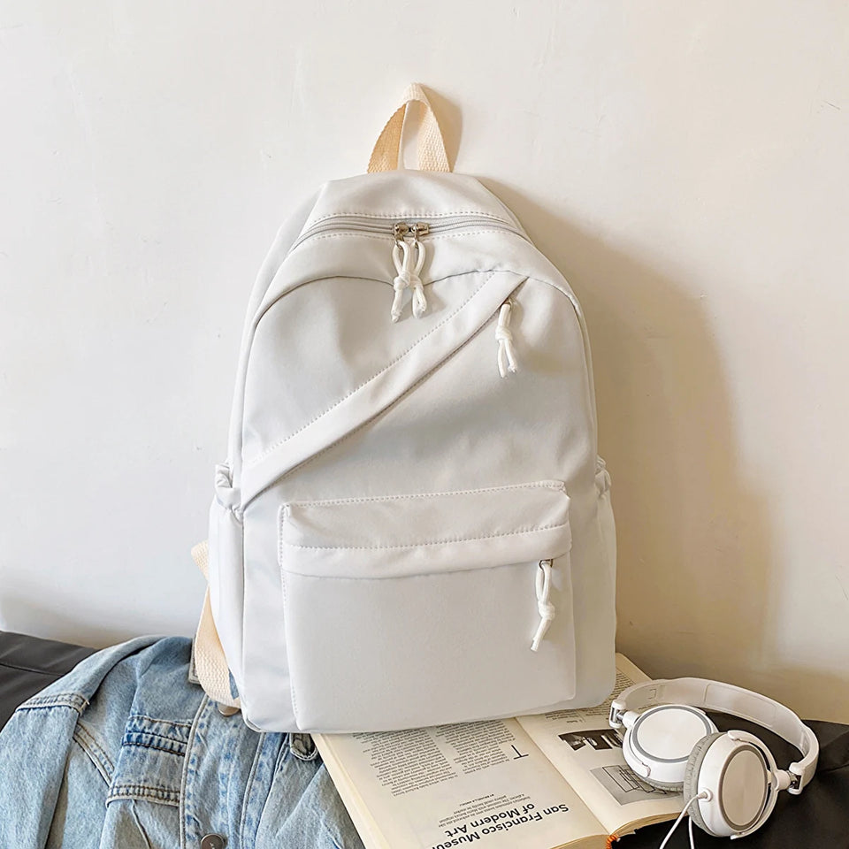 Multi-Pocket Nylon Backpack - Large Capacity with Adjustable Straps for College Commute