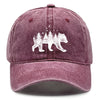 Washed Cotton Snapback Cap - Forest Bear Distressed Baseball Hat