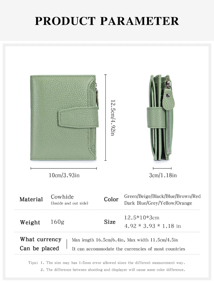 Large Capacity Women's RFID Wallet - Leather Bifold with Coin Pocket & ID Windows