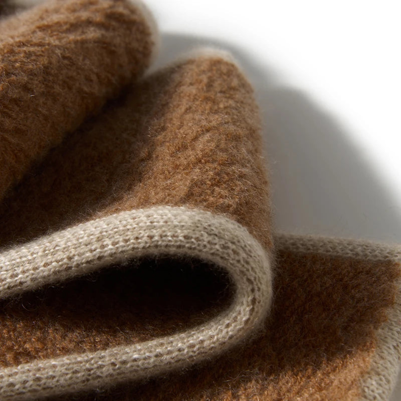 Through-Hole Cashmere Scarf - Knitted Neck Warmer Cowl for Autumn/Winter