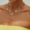 Ingemark Vintage Heart Sun Moon Necklace - Creative Alloy Chain Choker for Bridal Jewelry
