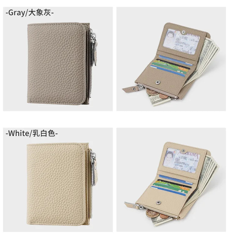 RFID Blocking Women's Leather Wallet - Compact Multi-Card Bifold Purse