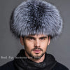 Men's Luxury Fox Fur Hat - 100% Sheepskin Ushanka with Ear Flaps