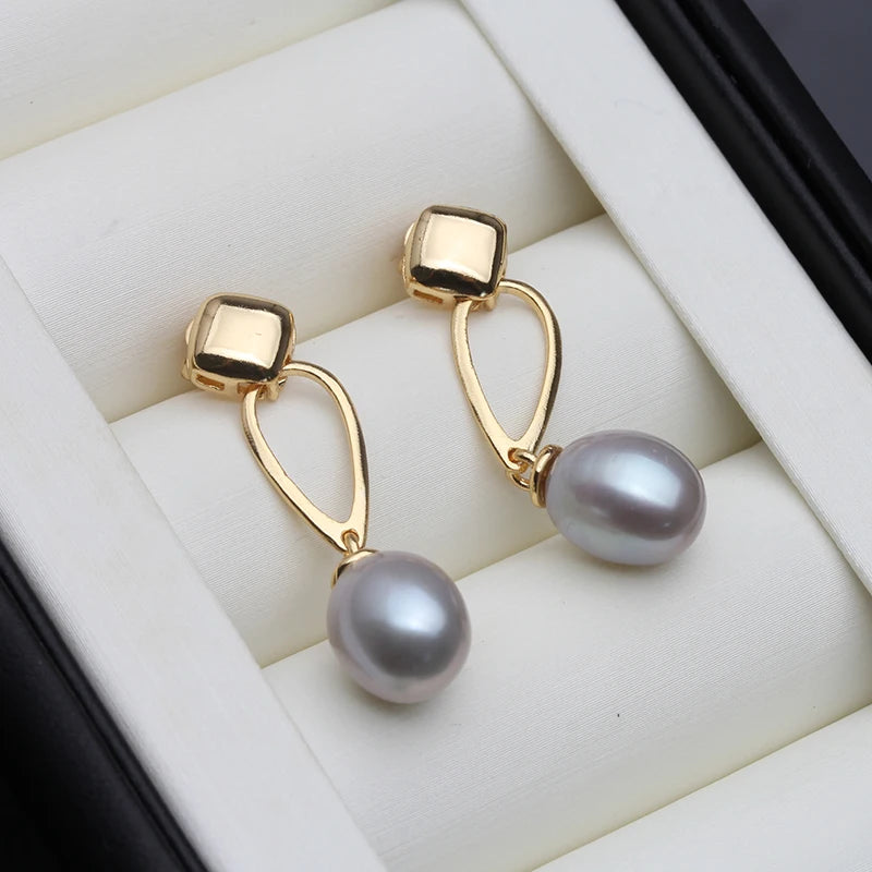 Cultured Pearl Drop Earrings - Gold Plated White Pearl Gift for Mother & Wife