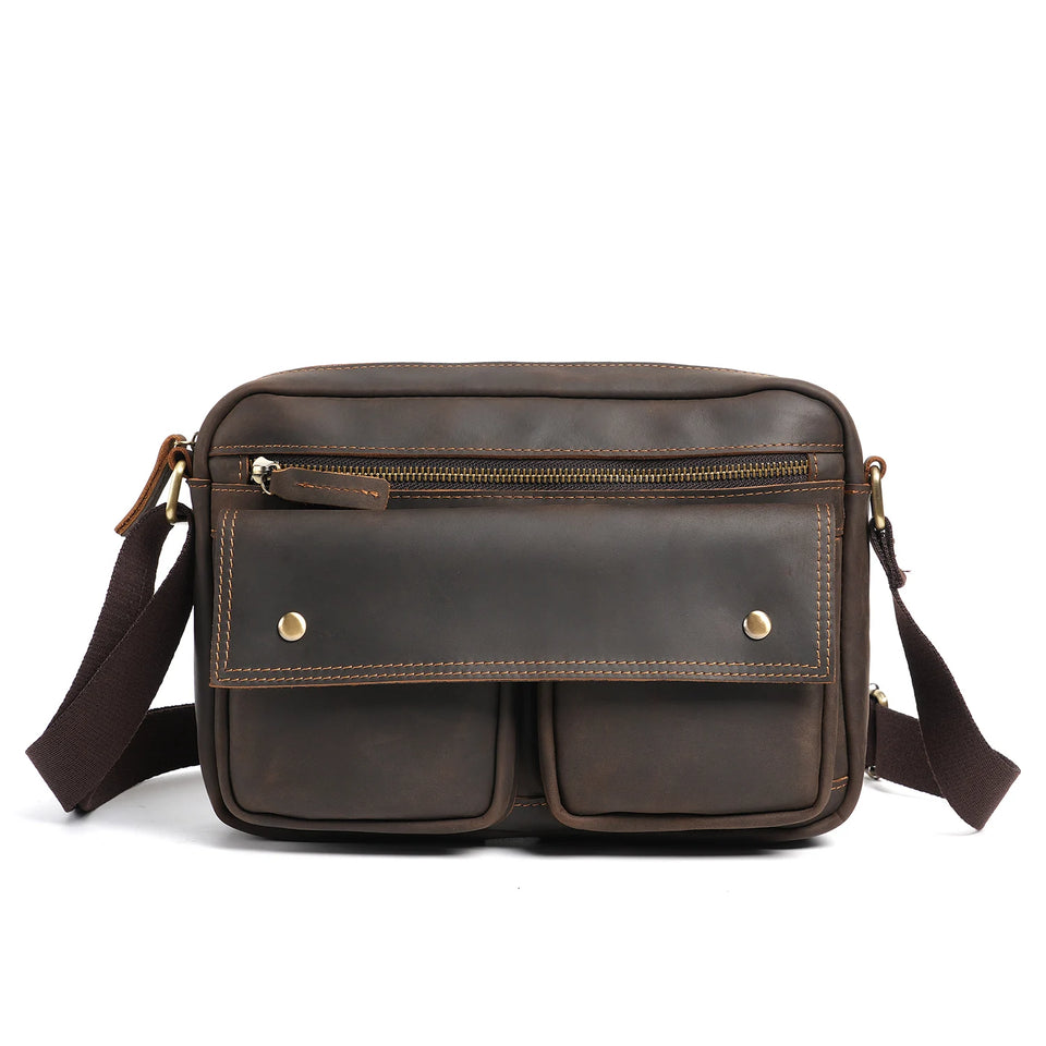 Men's Fashion Leather Bag - Large Crossbody with Pressure-Relief Strap