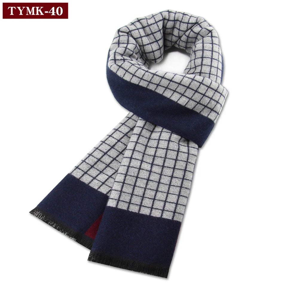 Luxury Men's Cashmere Scarf - Winter Wool Plaid Muffler Perfect for Gifts