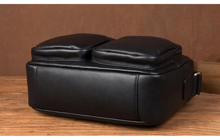 Leather Messenger Bag - Casual Crossbody with Zipper Design